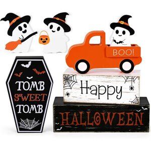 Halloween Decorations Indoor, Ghost Decor Truck Decorations with Coffin Wooden